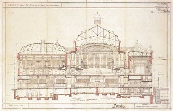 Schnitt durch das Wiener Konzerthaus, Planansicht, 1911