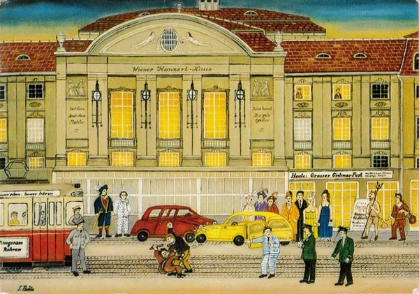 Postkarte »Ein Zwischenfall vor dem Wiener Konzerthaus«, ca. 1980